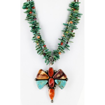 Large Butterfly Handmade Certified Authentic Navajo .925 Sterling Silver Signed Turquoise Spiny Oyster Native American Necklace 24101 Large Butterfly Handmade Certified Authentic Navajo .925 Sterling Silver Signed Turquoise Spiny Oyster Native American Necklace 24101