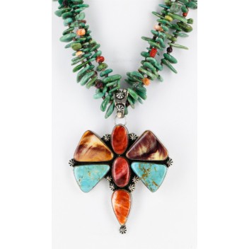 Large Butterfly Handmade Certified Authentic Navajo .925 Sterling Silver Signed Turquoise Spiny Oyster Native American Necklace 24101 Large Butterfly Handmade Certified Authentic Navajo .925 Sterling Silver Signed Turquoise Spiny Oyster Native American Necklace 24101