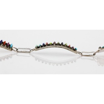 Petit Point Handmade Certified Authentic Zuni .925 Sterling Silver Multicolor Turquoise Link Native American Bracelet 12669 Petit Point Handmade Certified Authentic Zuni .925 Sterling Silver Multicolor Turquoise Link Native American Bracelet 12669