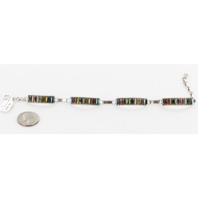 Petit Point Handmade Certified Authentic Zuni .925 Sterling Silver Multicolor Turquoise Link Native American Bracelet 12669 Petit Point Handmade Certified Authentic Zuni .925 Sterling Silver Multicolor Turquoise Link Native American Bracelet 12669