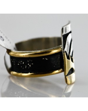 .925 Sterling Silver And 12kt Gold Filled HANDMADE Certified Authentic Navajo Native American Ring 12663-2 .925 Sterling Silver And 12kt Gold Filled HANDMADE Certified Authentic Navajo Native American Ring 12663-2