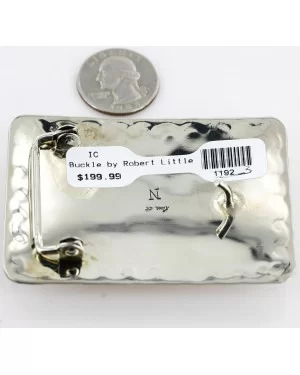 Certified Authentic Navajo Nickel Turquoise Native American Buckle 1192-3