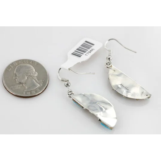 Petit Point Handmade Certified Authentic Zuni .925 Sterling Silver Turquoise Set Native American Necklace Earrings 15790-17946 Petit Point Handmade Certified Authentic Zuni .925 Sterling Silver Turquoise Set Native American Necklace Earrings 15790-17946