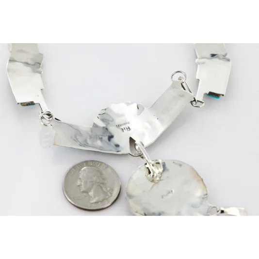 Petit Point Handmade Certified Authentic Zuni .925 Sterling Silver Turquoise Set Native American Necklace Earrings 15790-17946 Petit Point Handmade Certified Authentic Zuni .925 Sterling Silver Turquoise Set Native American Necklace Earrings 15790-17946