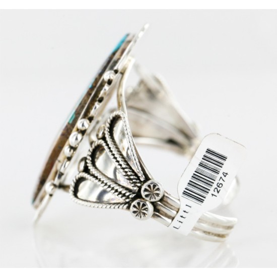 Handmade Certified Authentic Navajo .925 Sterling Silver Turquoise Native American Cuff Bracelet 12674 Handmade Certified Authentic Navajo .925 Sterling Silver Turquoise Native American Cuff Bracelet 12674