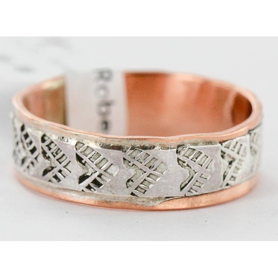 Handmade Certified Authentic by Navajo .925 Sterling Silver and Copper Native American Ring 16979-27 Handmade Certified Authentic by Navajo .925 Sterling Silver and Copper Native American Ring 16979-27