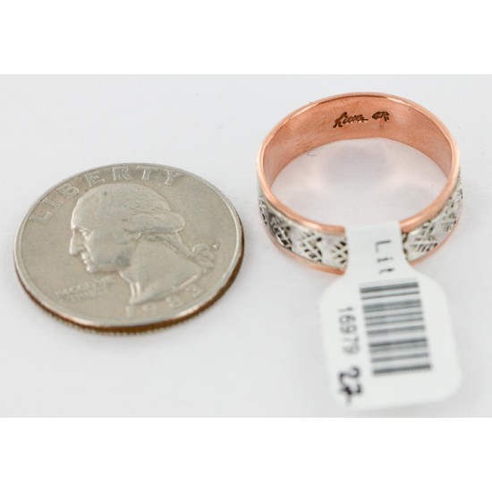Handmade Certified Authentic by Navajo .925 Sterling Silver and Copper Native American Ring 16979-27 Handmade Certified Authentic by Navajo .925 Sterling Silver and Copper Native American Ring 16979-27