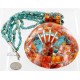Handmade Inlaid Turtle Navajo .925 Sterling Silver Natural Spiny Oyster Turquoise Signed Native American Necklace 15651