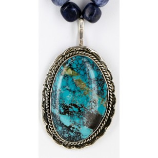 Handmade Certified Authentic Navajo 12kt Gold Filled .925 Sterling Silver Natural LAPIS and Turquoise Native American Necklace 14980 Handmade Certified Authentic Navajo 12kt Gold Filled .925 Sterling Silver Natural LAPIS and Turquoise Native American Necklace 14980