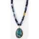 Handmade Certified Authentic Navajo 12kt Gold Filled .925 Sterling Silver Natural LAPIS and Turquoise Native American Necklace 14980
