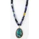 Handmade Certified Authentic Navajo 12kt Gold Filled .925 Sterling Silver Natural LAPIS and Turquoise Native American Necklace 14980