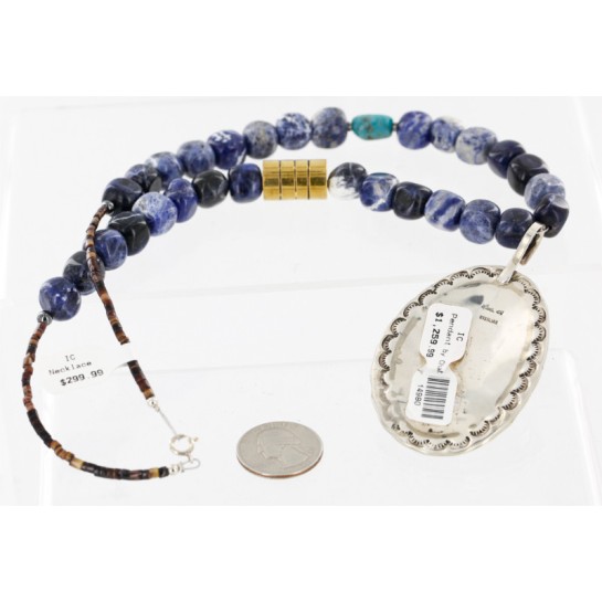 Handmade Certified Authentic Navajo 12kt Gold Filled .925 Sterling Silver Natural LAPIS and Turquoise Native American Necklace 14980 Handmade Certified Authentic Navajo 12kt Gold Filled .925 Sterling Silver Natural LAPIS and Turquoise Native American Necklace 14980