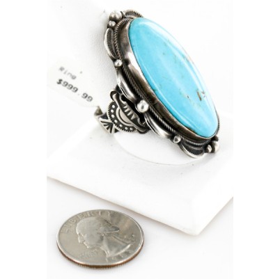 Large Handmade Certified Authentic Navajo .925 Sterling Silver Natural Turquoise Native American Ring 16343 Large Handmade Certified Authentic Navajo .925 Sterling Silver Natural Turquoise Native American Ring 16343
