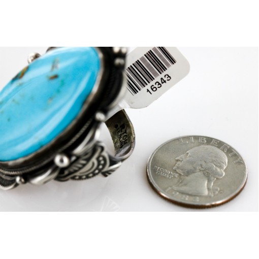 Large Handmade Certified Authentic Navajo .925 Sterling Silver Natural Turquoise Native American Ring 16343 Large Handmade Certified Authentic Navajo .925 Sterling Silver Natural Turquoise Native American Ring 16343