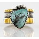.925 Sterling Silver and 12kt Gold Filled Handmade Certified Authentic Navajo Natural Turquoise Native American Ring  12628-1