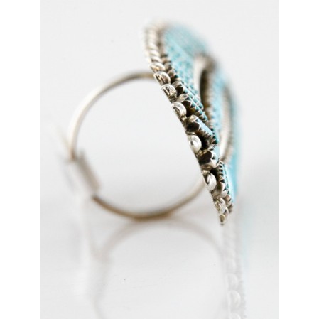 Handmade Certified Authentic Petit Point Zuni Signed by AVN .925 Sterling Silver Natural Turquoise Native American Ring 17904 Handmade Certified Authentic Petit Point Zuni Signed by AVN .925 Sterling Silver Natural Turquoise Native American Ring 17904