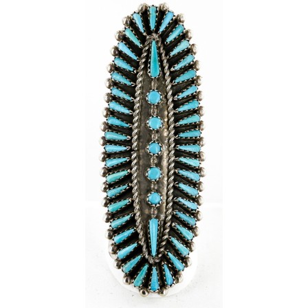 Handmade Certified Authentic Petit Point Zuni Signed by AVN .925 Sterling Silver Natural Turquoise Native American Ring 17904 Handmade Certified Authentic Petit Point Zuni Signed by AVN .925 Sterling Silver Natural Turquoise Native American Ring 17904