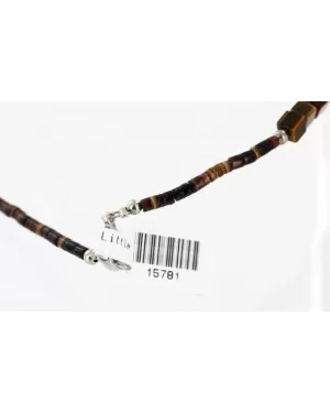 12kt Gold Filled And .925 Sterling Silver Handmade Bear Wave Certified Authentic Navajo Natural Turquoise and Tigers Eye Native American Necklace 24146