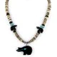 Certified Authentic Carved Bear Navajo .925 Sterling Silver Graduated Heishi Turquoise Black Onyx and Hematite Native American Necklace 25226-1