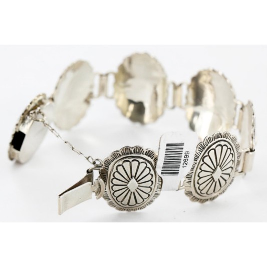 Collectable Handmade Certified Authentic Navajo .925 Sterling Silver Native American Link Concho Bracelet 12699 Collectable Handmade Certified Authentic Navajo .925 Sterling Silver Native American Link Concho Bracelet 12699
