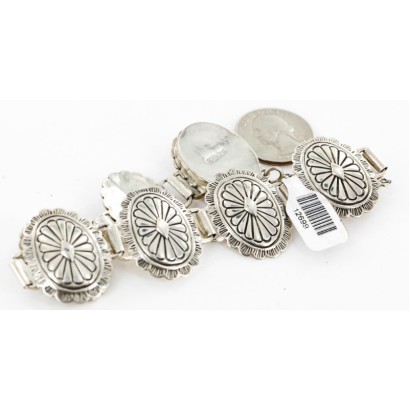 Collectable Handmade Certified Authentic Navajo .925 Sterling Silver Native American Link Concho Bracelet 12699 Collectable Handmade Certified Authentic Navajo .925 Sterling Silver Native American Link Concho Bracelet 12699