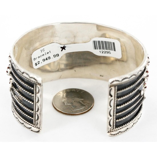 Certified Authentic Navajo .925 Sterling Silver Natural Coral Native American Bracelet 12295 Certified Authentic Navajo .925 Sterling Silver Natural Coral Native American Bracelet 12295