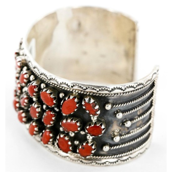 Certified Authentic Navajo .925 Sterling Silver Natural Coral Native American Bracelet 12295 Certified Authentic Navajo .925 Sterling Silver Natural Coral Native American Bracelet 12295