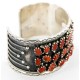 Certified Authentic Navajo .925 Sterling Silver Natural Coral Native American Bracelet 12295