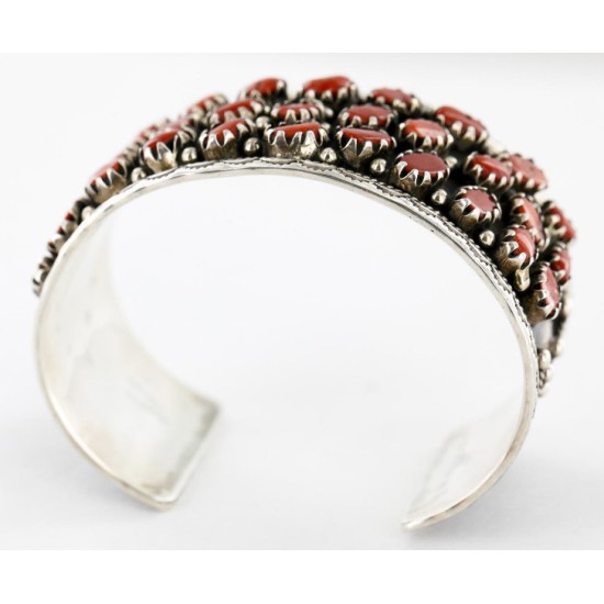 Certified Authentic Navajo .925 Sterling Silver Natural Coral Native American Bracelet 12295 Certified Authentic Navajo .925 Sterling Silver Natural Coral Native American Bracelet 12295