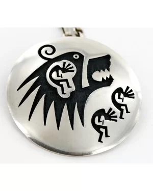 Kokopelli Bear Certified Authentic Hopi .925 Sterling Silver Signed Pin and Pendant Native American Necklace 15025 Kokopelli Bear Certified Authentic Hopi .925 Sterling Silver Signed Pin and Pendant Native American Necklace 15025