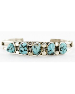 Handmade Certified Authentic Navajo .925 Sterling Silver Natural Turquoise Native American Bracelet 12755-4 Handmade Certified Authentic Navajo .925 Sterling Silver Natural Turquoise Native American Bracelet 12755-4