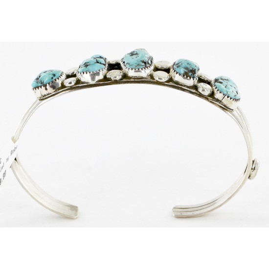 Handmade Certified Authentic Navajo .925 Sterling Silver Natural Turquoise Native American Bracelet 12755-4 Handmade Certified Authentic Navajo .925 Sterling Silver Natural Turquoise Native American Bracelet 12755-4