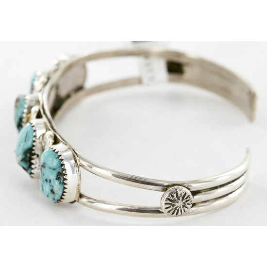 Handmade Certified Authentic Navajo .925 Sterling Silver Natural Turquoise Native American Bracelet 12755-4 Handmade Certified Authentic Navajo .925 Sterling Silver Natural Turquoise Native American Bracelet 12755-4