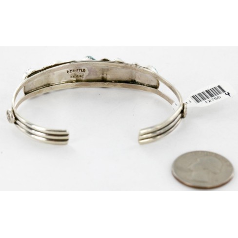 Handmade Certified Authentic Navajo .925 Sterling Silver Natural Turquoise Native American Bracelet 12755-4 Handmade Certified Authentic Navajo .925 Sterling Silver Natural Turquoise Native American Bracelet 12755-4