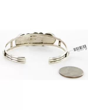 Handmade Certified Authentic Navajo .925 Sterling Silver Natural Turquoise Native American Bracelet 12754-4