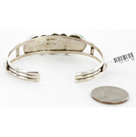Handmade Certified Authentic Navajo .925 Sterling Silver Natural Turquoise Native American Bracelet 12754-4 Handmade Certified Authentic Navajo .925 Sterling Silver Natural Turquoise Native American Bracelet 12754-4