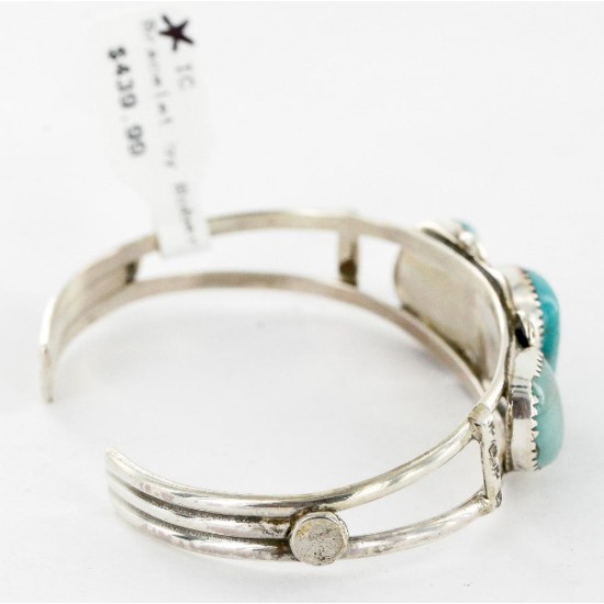 Handmade Certified Authentic Navajo .925 Sterling Silver Natural Turquoise Native American Bracelet 12754-4 Handmade Certified Authentic Navajo .925 Sterling Silver Natural Turquoise Native American Bracelet 12754-4