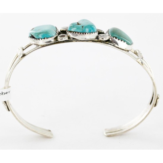 Handmade Certified Authentic Navajo .925 Sterling Silver Natural Turquoise Native American Bracelet 12754-4 Handmade Certified Authentic Navajo .925 Sterling Silver Natural Turquoise Native American Bracelet 12754-4