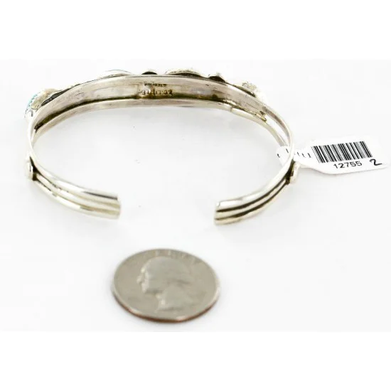 Handmade Certified Authentic Navajo .925 Sterling Silver Natural Turquoise Native American Bracelet 12755-2 Handmade Certified Authentic Navajo .925 Sterling Silver Natural Turquoise Native American Bracelet 12755-2