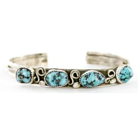 Handmade Certified Authentic Navajo .925 Sterling Silver Natural Turquoise Native American Bracelet 12755-2 Handmade Certified Authentic Navajo .925 Sterling Silver Natural Turquoise Native American Bracelet 12755-2