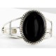 Large Handmade Certified Authentic Navajo .925 Sterling Silver Natural Black Onyx Native American Bracelet 12756-4
