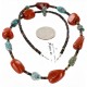 Certified Authentic Navajo .925 Sterling Silver Natural Turquoise and Jasper Native American Necklace 25257