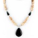 Large Certified Authentic Navajo Native .925 Sterling Silver Natural Boulder and Turquoise and Black Onyx Native American Necklace 24372-1
