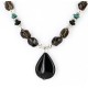 Large Certified Authentic Navajo Native .925 Sterling Silver Natural Boulder and Turquoise Smoky Quartz Native American Necklace 24372-2