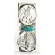 2 Vintage Style OLD Buffalo Coin Handmade Certified Authentic Navajo .925 Sterling Silver and Nickel Natural Turquoise Native American Money Clip 11244-4 All Products 371190398427 11244-4 (by LomaSiiva)