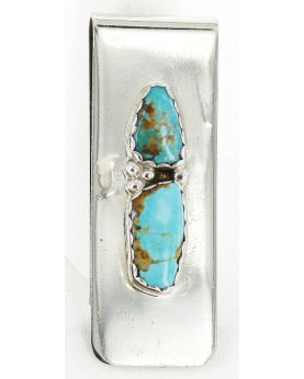 Handmade Certified Authentic Navajo .925 Sterling Silver Natural Turquoise Native American Money Clip 11244-6 Handmade Certified Authentic Navajo .925 Sterling Silver Natural Turquoise Native American Money Clip 11244-6