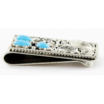 Handmade Certified Authentic Nickel Natural Turquoise Native American Money Clip 11237 Handmade Certified Authentic Nickel Natural Turquoise Native American Money Clip 11237