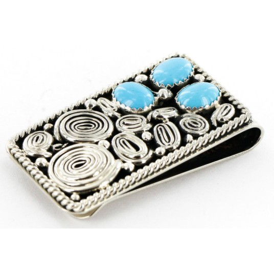 Handmade Certified Authentic Nickel Natural Turquoise Native American Money Clip 11237 Handmade Certified Authentic Nickel Natural Turquoise Native American Money Clip 11237