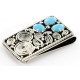 Handmade Certified Authentic Nickel Natural Turquoise Native American Money Clip 11237 Handmade Certified Authentic Nickel Natural Turquoise Native American Money Clip 11237
