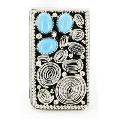 Handmade Certified Authentic Nickel Natural Turquoise Native American Money Clip 11237 Handmade Certified Authentic Nickel Natural Turquoise Native American Money Clip 11237